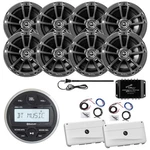 Jbl Marine Am/fm Radio, 8X 6.5" Speaker, 2X Amp W/kit, Splitter, Antenna (black). Fixed Price $891.49.