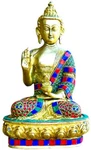 Qt Buddha Brass Statue Stone Finish Blessing Teaching 11" X Large Tibetan. Fixed Price $299.99.