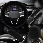 5PCS Fluffy Car Steering Wheel Cover Set Faux Fur Gear Shift Handbrake. Fixed Price $13.30.