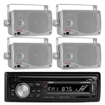 Pyle PLCDBT95 Single Din Player Aux Radio Stereo, 4X Silver Box Speakers. Fixed Price $172.49.