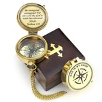 God My Guide Polished Brass Compass W/ Display Box - Engraved Scripture. Fixed Price $66.01.